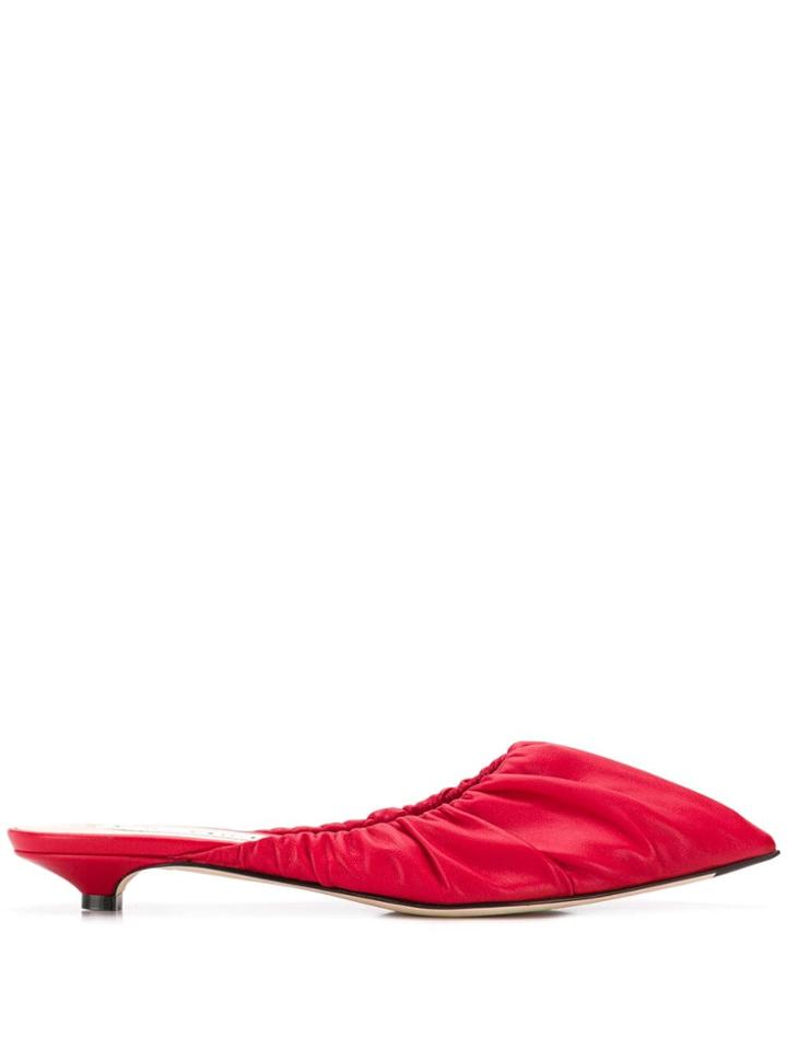 Acne Studios Kitten Heel Ruched Slippers - Red