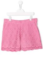 Msgm Kids Stencil Cut Shorts - Pink