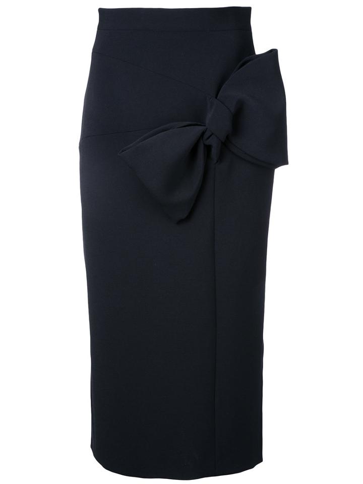Roksanda - Bow Applique Skirt - Women - Polyester/spandex/elastane/viscose - 10, Black, Polyester/spandex/elastane/viscose