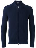 Brunello Cucinelli - Ribbed Knit Zipped Cardigan - Men - Cotton - 50, Blue, Cotton