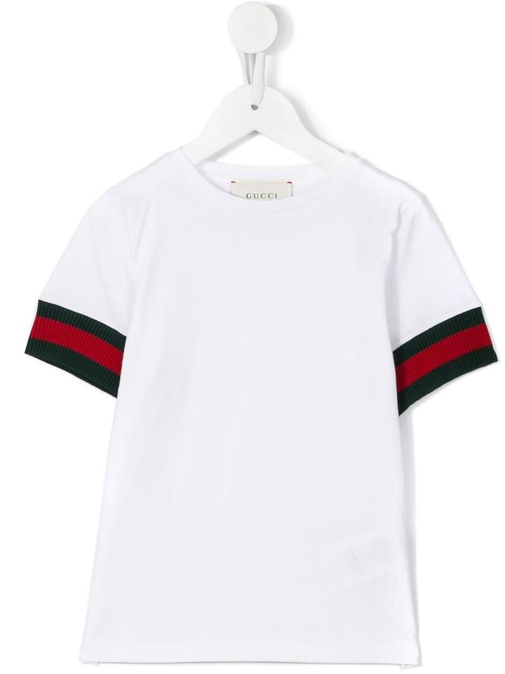 Gucci Kids Web Cuff T-shirt, Boy's, Size: 12 Yrs, White