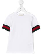 Gucci Kids Web Cuff T-shirt, Boy's, Size: 12 Yrs, White