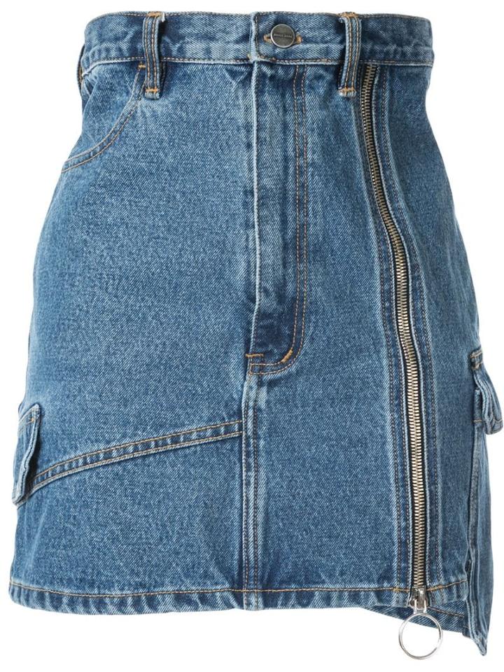 Pony Stone Front Zipped Skirt - Blue