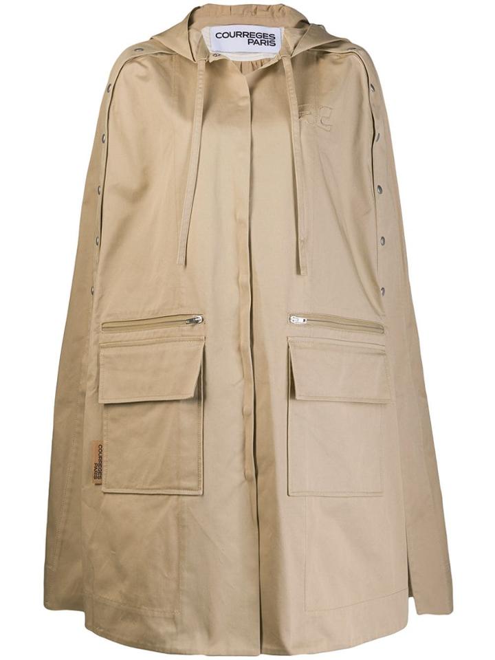 Courrèges Hooded Trench Cape - Neutrals