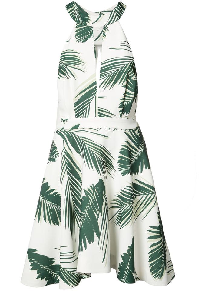 C/meo Leaf Print Mini-dress, Women's, Size: Large, White, Polyester
