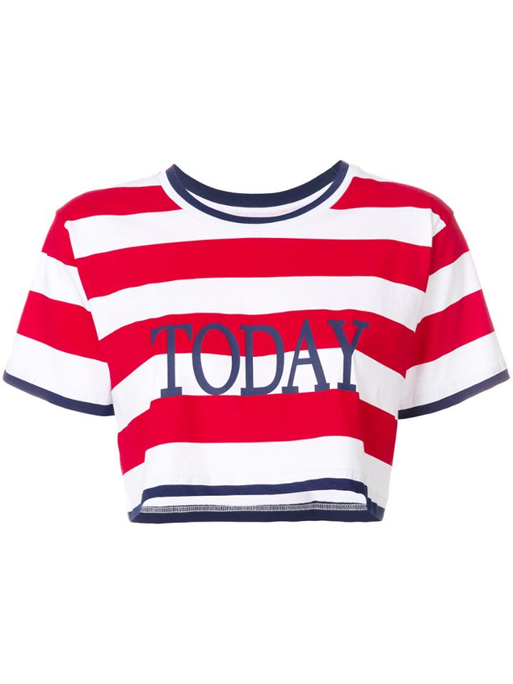 Alberta Ferretti Rainbow Week Striped Cropped T-shirt - Multicolour