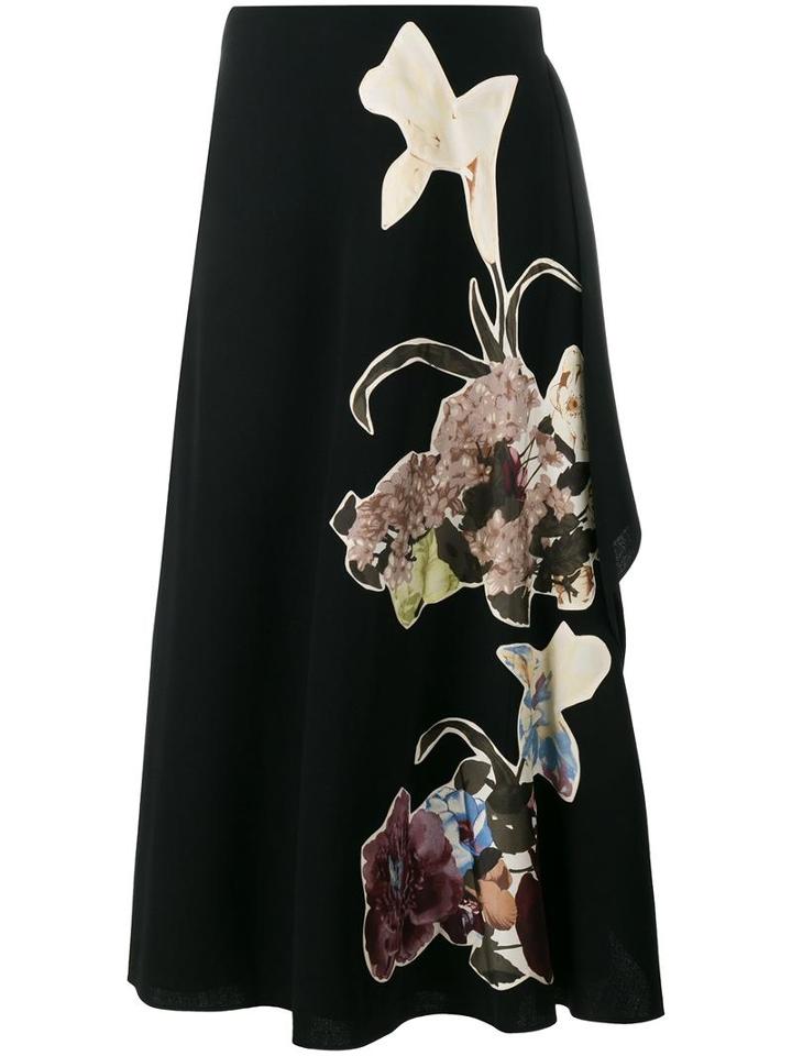 Valentino 'kimono 1997' Embroidered Maxi Skirt, Women's, Size: 44, Black, Silk/virgin Wool