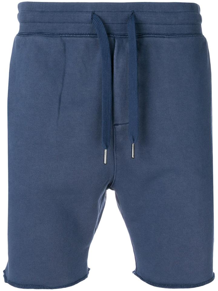 Sun 68 Raw Hem Drawstring Shorts - Blue