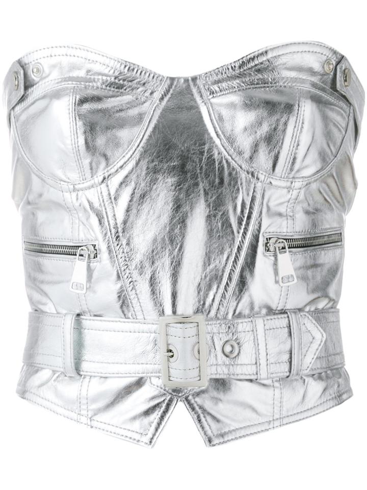 Manokhi Belted Bustier Top - Grey