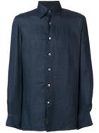 Canali Plain Button Shirt - Blue
