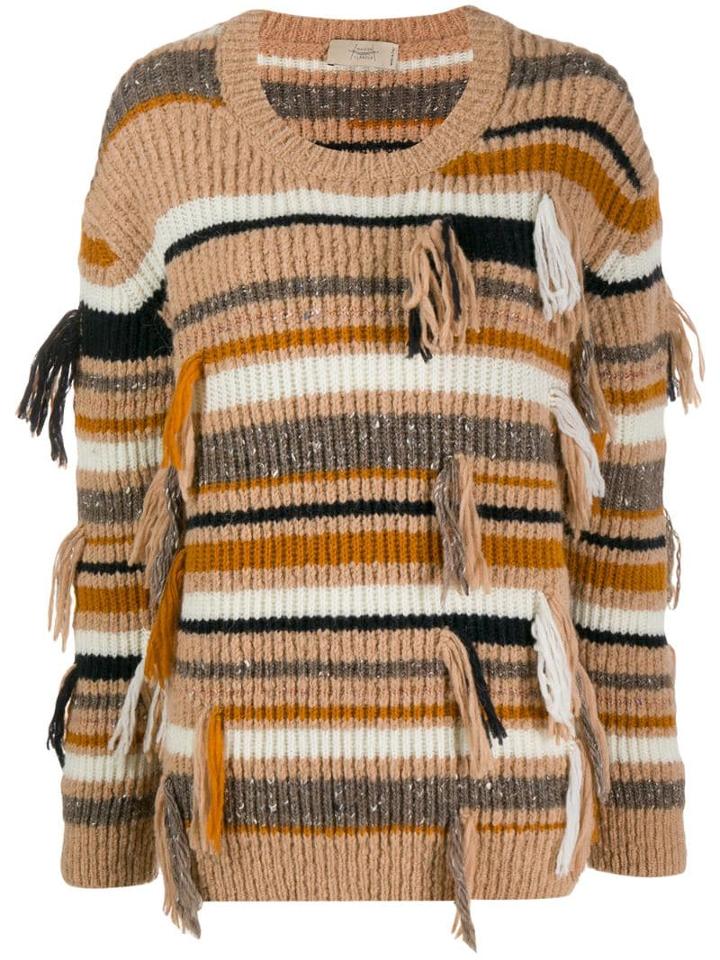Maison Flaneur Ribbed Striped Jumper - Neutrals