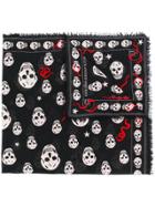 Alexander Mcqueen Classic Skull Scarf With Snakes - Black