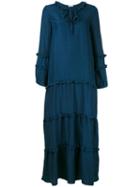 Frill Trim Tent Dress - Women - Silk - Xs, Blue, Silk, P.a.r.o.s.h.