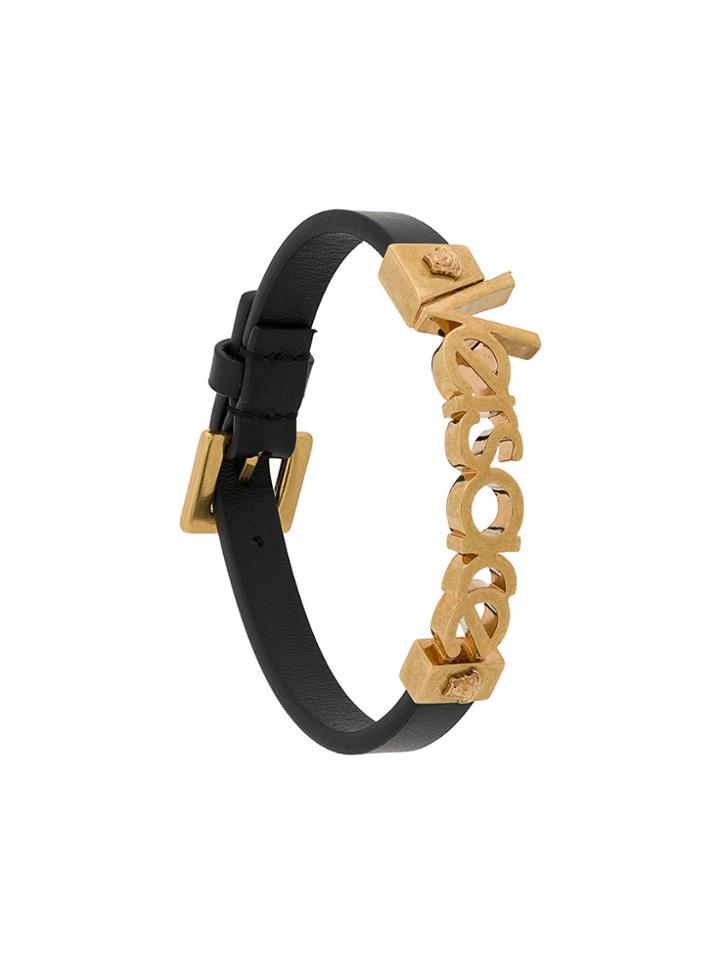 Versace Logo Medusa Detail Bracelet - Black