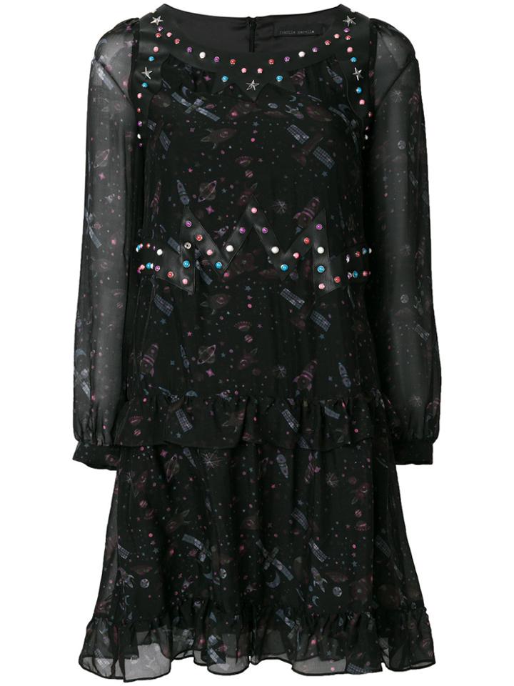 Frankie Morello Space Print Dress - Black