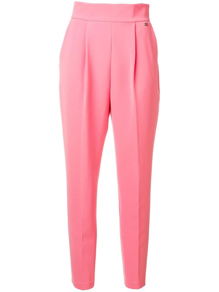 Elisabetta Franchi Cropped High-waisted Trousers - Pink