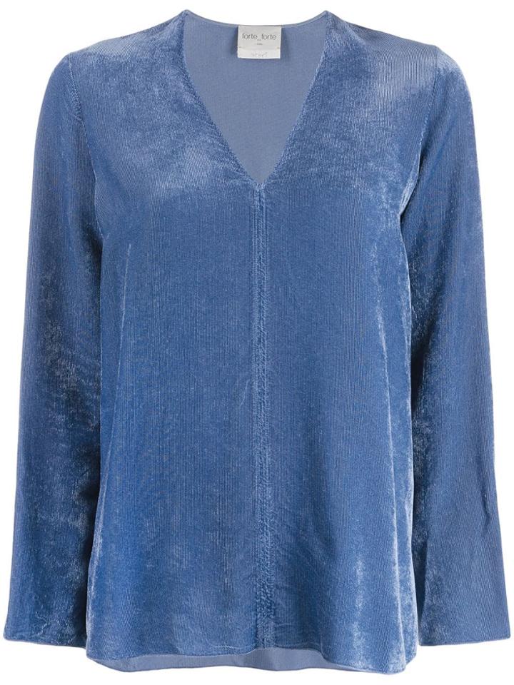 Forte Forte V-neck Ribbed Sweatshirt - Blue