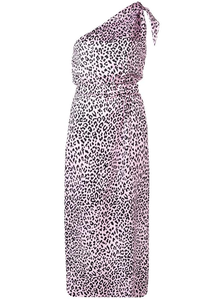 Alessandra Rich Leopard Print One Shoulder Dress - Pink