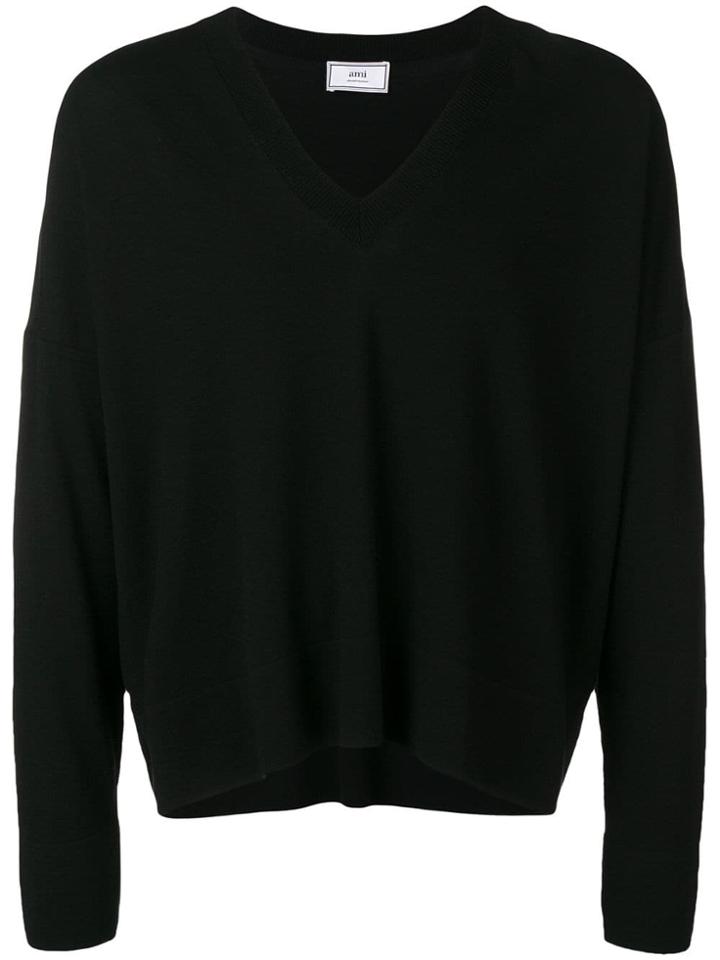 Ami Alexandre Mattiussi V Neck Sweater - Black