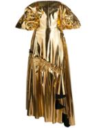 Osman Off Shoulder Metallic Dress - Gold