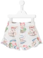 Monnalisa - Tea Cup Print Shorts - Kids - Cotton - 10 Yrs, White