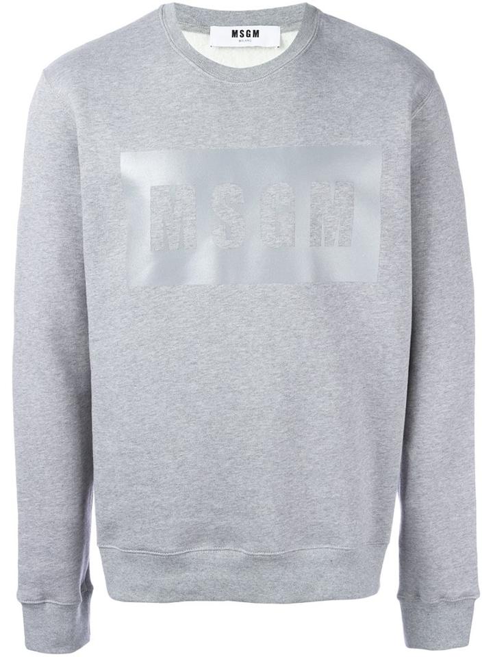 Msgm Logo Print Sweatshirt, Men's, Size: Xs, Grey, Cotton/viscose