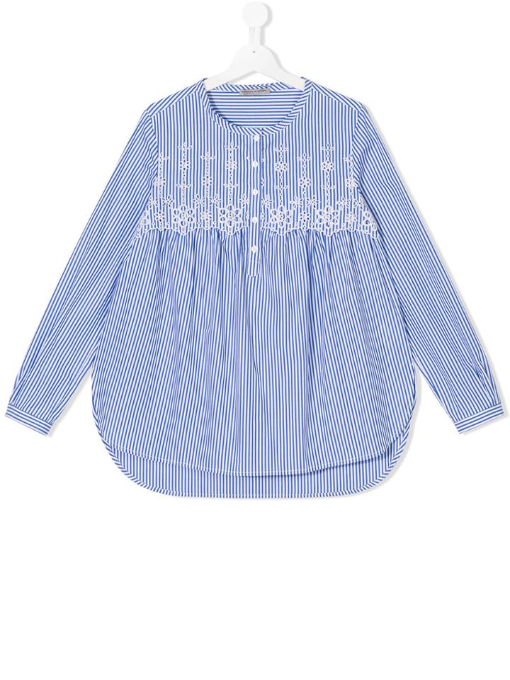Ermanno Scervino Junior Floral Embroidered Shirt - Blue