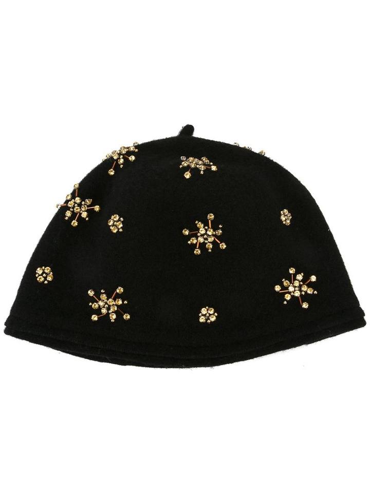 Le Chapeau Embellished Hat, Women's, Black, Wool/glass