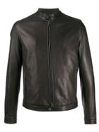 Tagliatore Zipped Leather Jacket - Black