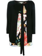 Salvatore Ferragamo Drape Front Tie Cardigan, Women's, Size: Xl, Black, Virgin Wool/silk