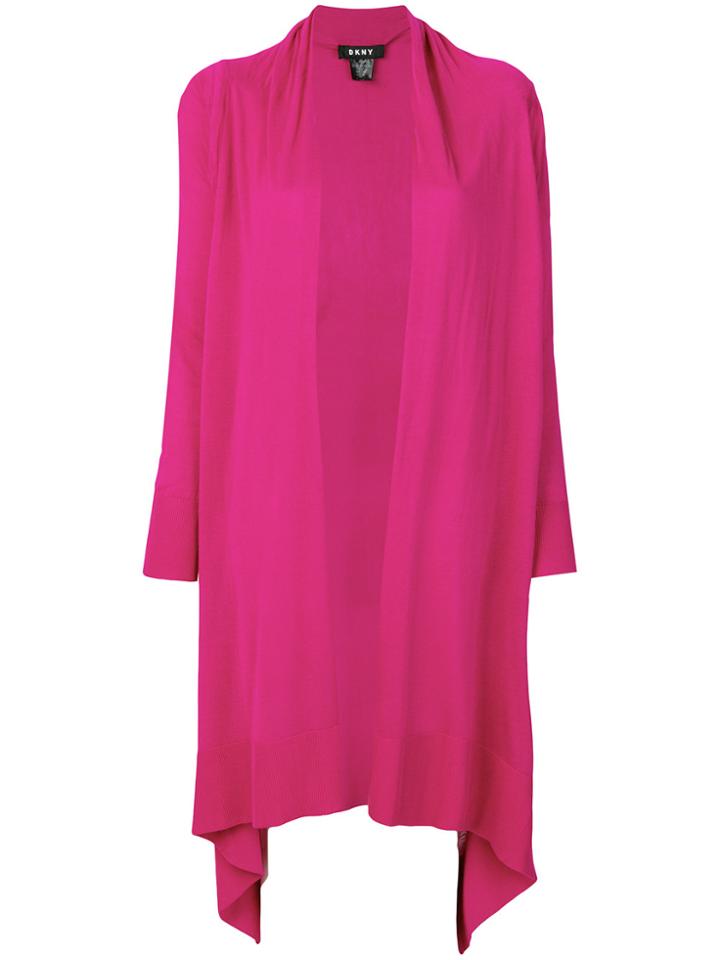 Dkny Asymmetric Open Front Cardigan - Pink & Purple