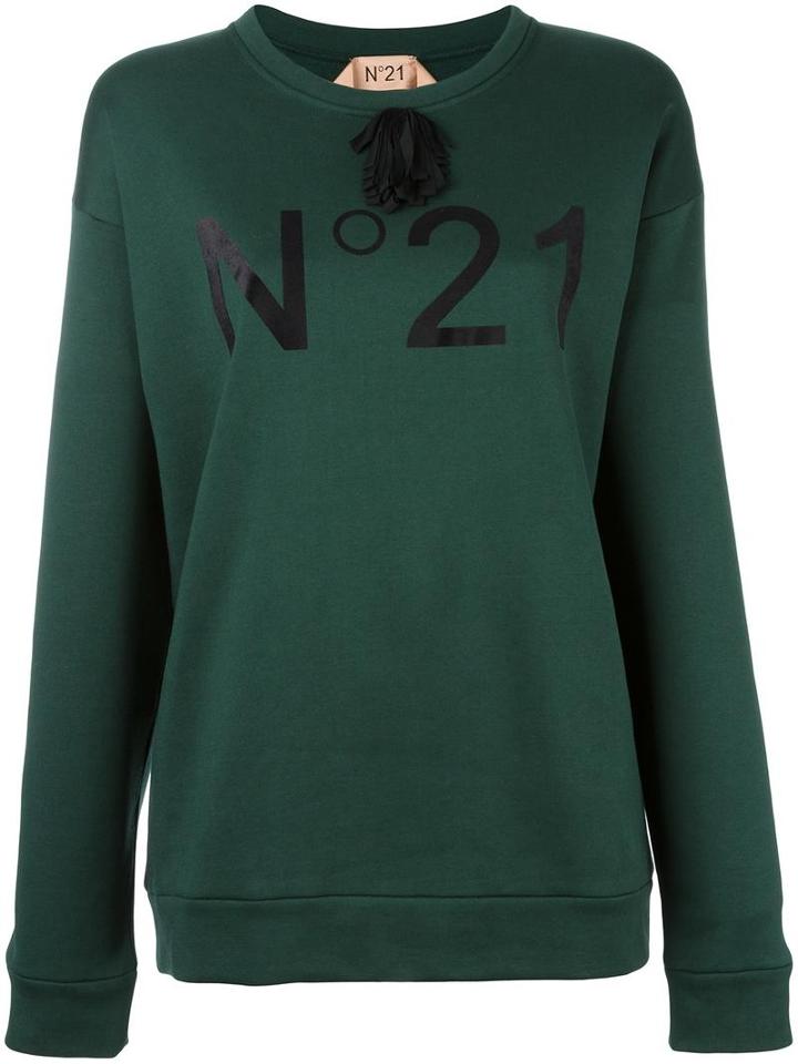 No21 Tassel Detail Sweatshirt, Women's, Size: 40, Green, Cotton/acetate/silk