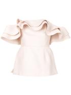 C/meo - Strapless Peplum Top - Women - Polyester - Xs, Nude/neutrals, Polyester