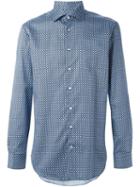Etro Geometric Print Shirt, Men's, Size: 41, Blue, Cotton