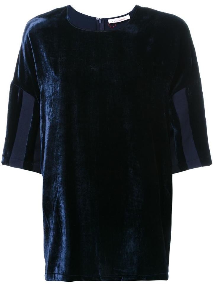 A.f.vandevorst Panelled Sleeve Top, Women's, Size: Small, Blue, Silk/viscose