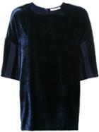 A.f.vandevorst Panelled Sleeve Top, Women's, Size: Small, Blue, Silk/viscose