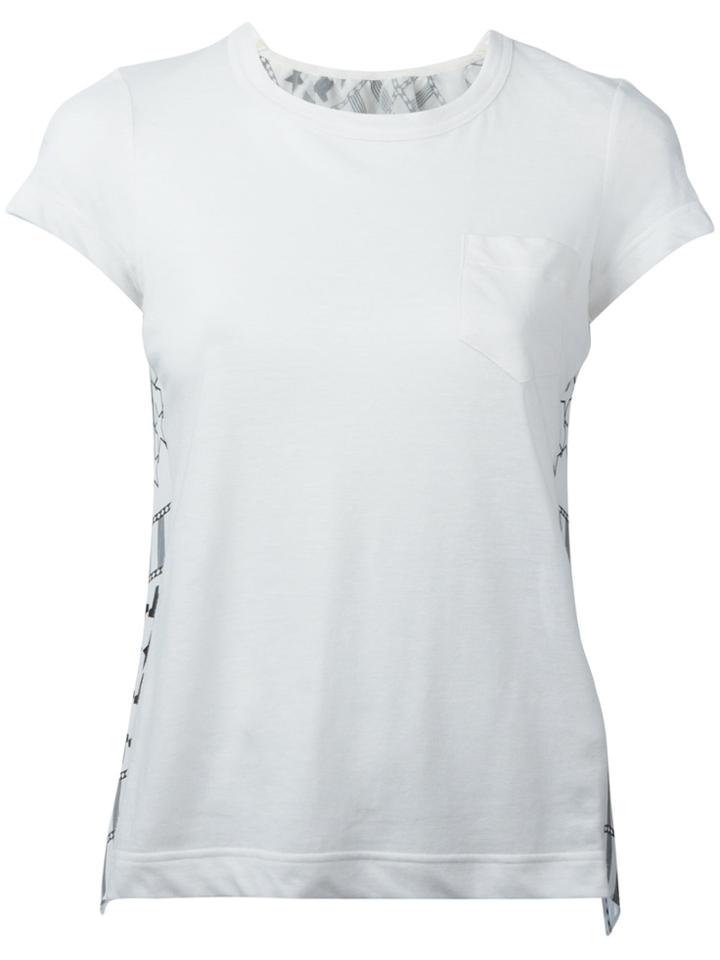 Sacai Open Back Scarf Print T-shirt - White