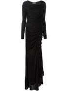 Givenchy Gathered Cascading Gown, Women's, Size: 40, Black, Viscose/polyamide/spandex/elastane