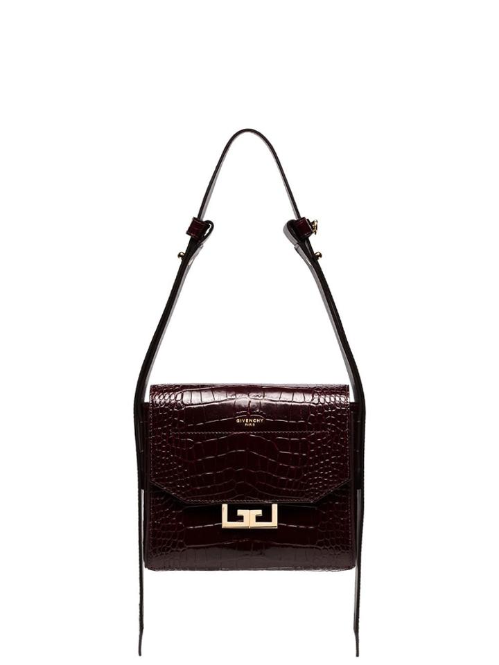 Givenchy Small Eden Croc-embossed Shoulder Bag - Red
