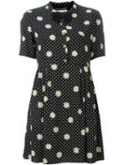 Saint Laurent Daisy Print Dress, Women's, Size: 36, Black, Viscose/silk