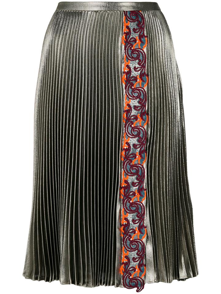 Versace Pleated Midi Skirt - Metallic