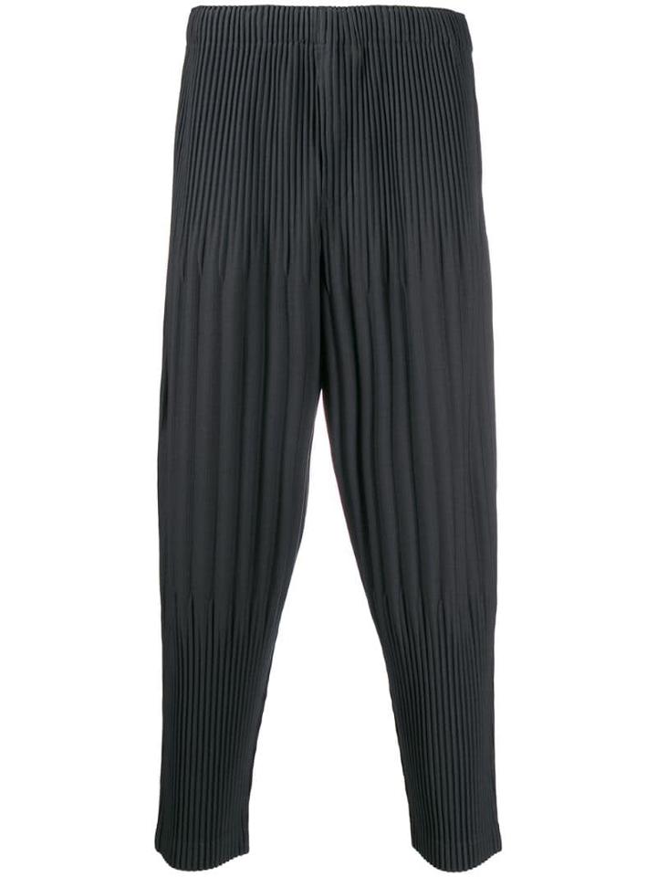 Homme Plissé Issey Miyake Pleated Dropped Crotch Trousers - Grey