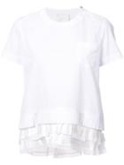 Sacai - Ruffle Hem T-shirt - Women - Cotton/polyester/cupro - 1, White, Cotton/polyester/cupro