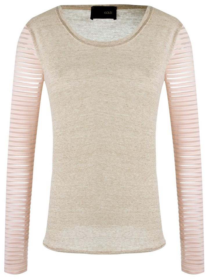 Andrea Bogosian Round Neck Blouse, Women's, Size: Medium, Nude/neutrals, Cotton