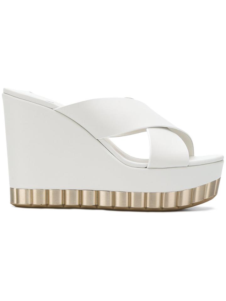 Salvatore Ferragamo Crossover Strap Mules - White
