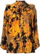 Nº21 Ruffle Detail Floral Print Blouse - Orange