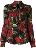 Dolce & Gabbana Rose Print Shirt - Black