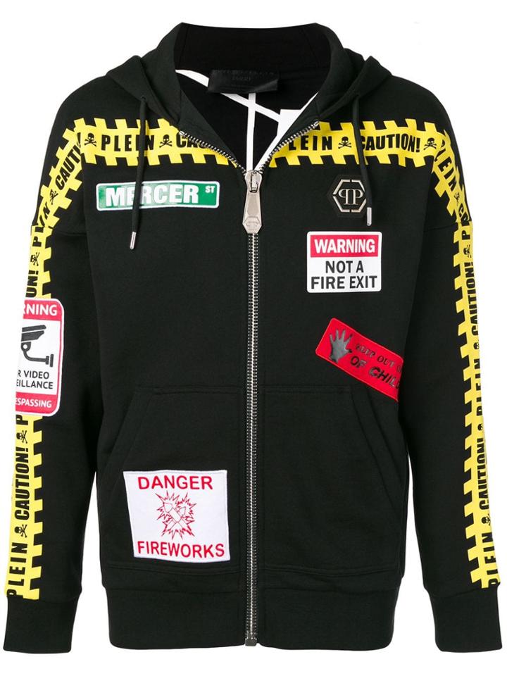 Philipp Plein Hazmat Print Zipped Hoodie - Black