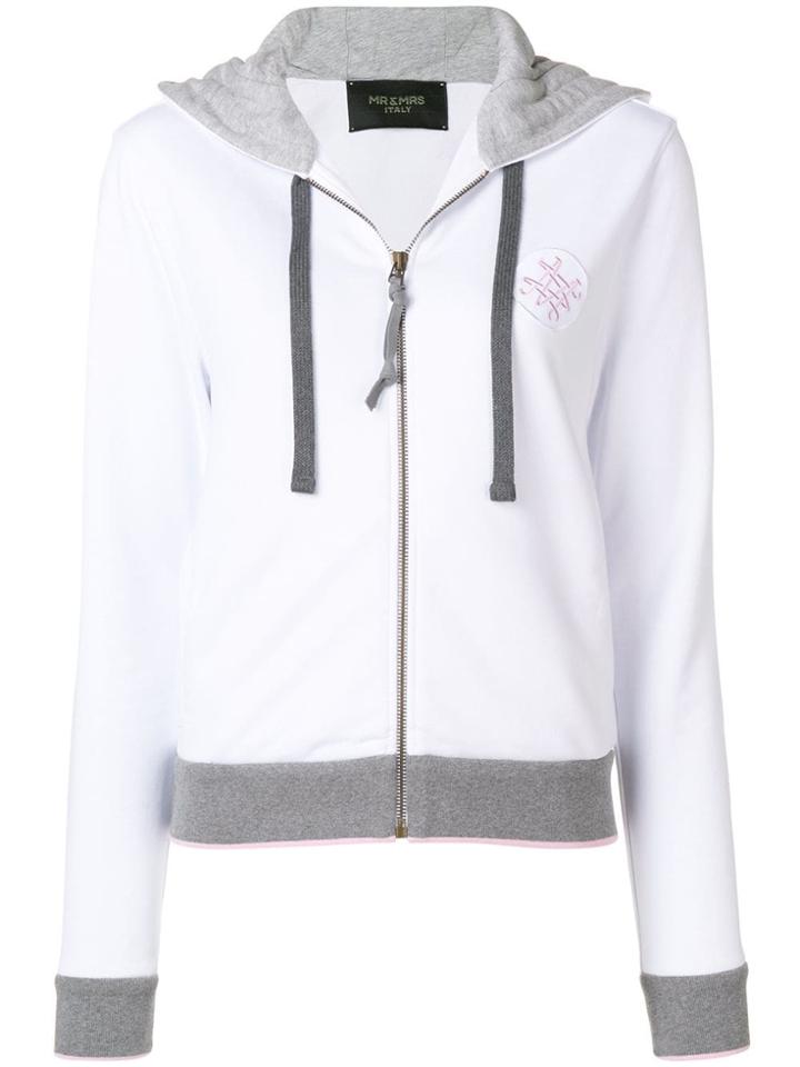 Mr & Mrs Italy Contrast Trim Hoodie - White