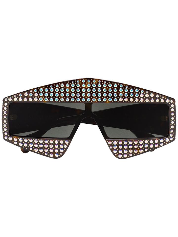Gucci Eyewear Crystal Tortoiseshell Rectangular-frame Sunglasses -